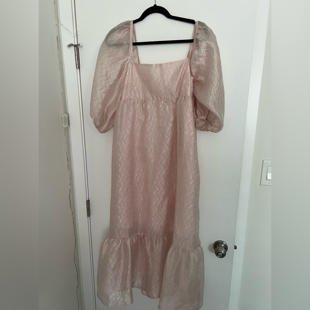 Anthropologie Blush Puff Sleeve Dress